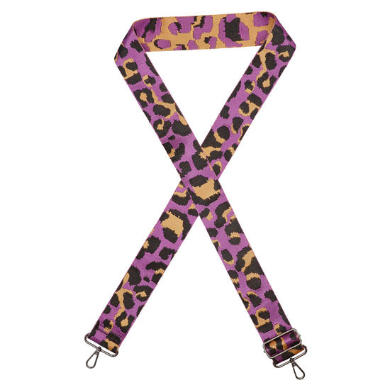 Taschenriemen|Wechselriemen 140cm in Lila|Schwarz|Gold im Leo-Muster - leder-accessoires.com