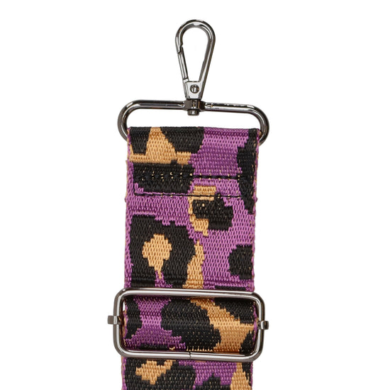 Taschenriemen|Wechselriemen 140cm in Lila|Schwarz|Gold im Leo-Muster - leder-accessoires.com