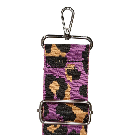 Taschenriemen|Wechselriemen 140cm in Lila|Schwarz|Gold im Leo-Muster - leder-accessoires.com