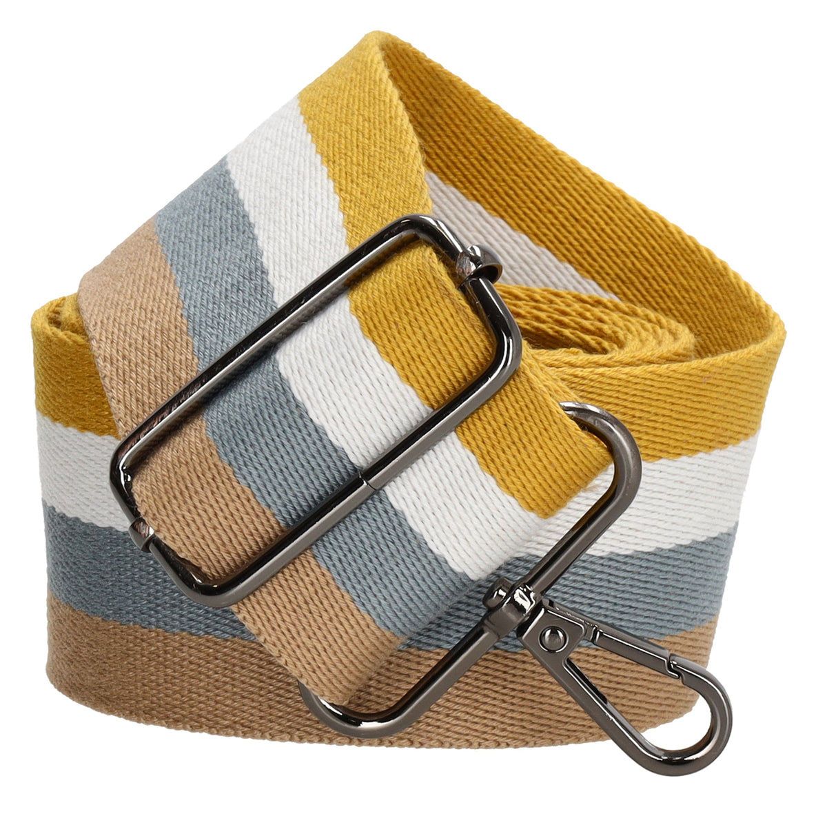 Taschenriemen|Wechselriemen 140cm in Grau|Weiß|Gelb gestreift - leder-accessoires.com