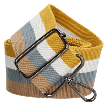 Taschenriemen|Wechselriemen 140cm in Grau|Weiß|Gelb gestreift - leder-accessoires.com
