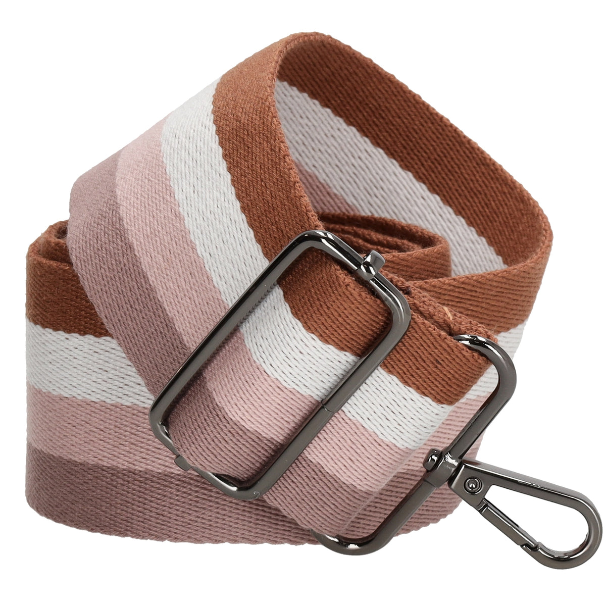 Taschenriemen|Wechselriemen 140cm in Braun|Weiß|Rosé gestreift - leder-accessoires.com