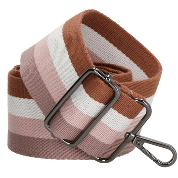 Taschenriemen|Wechselriemen 140cm in Braun|Weiß|Rosé gestreift - leder-accessoires.com