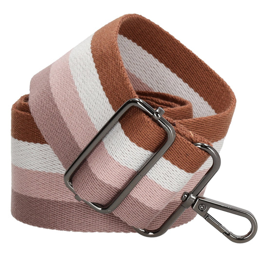Taschenriemen|Wechselriemen 140cm in Braun|Weiß|Rosé gestreift - leder-accessoires.com