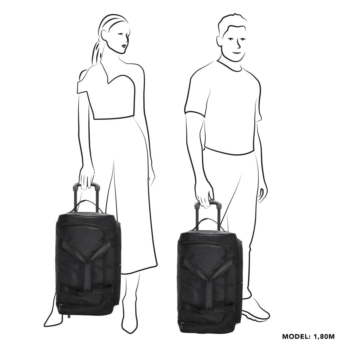 Trolleyreisetasche 55x 29cm in Schwarz - leder-accessoires.com