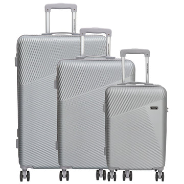 Reisetrolley-Set in Silber mit 4-Rad aus ABS - leder-accessoires.com