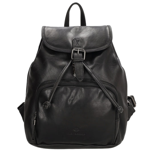 Rucksack mit Kordelzug 26x 31cm in Schwarz aus Leder - leder-accessoires.com