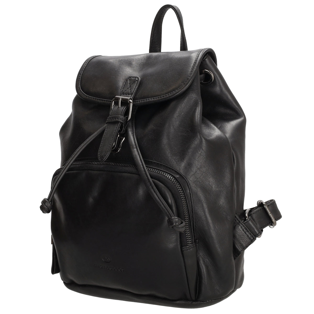 Rucksack mit Kordelzug 26x 31cm in Schwarz aus Leder - leder-accessoires.com