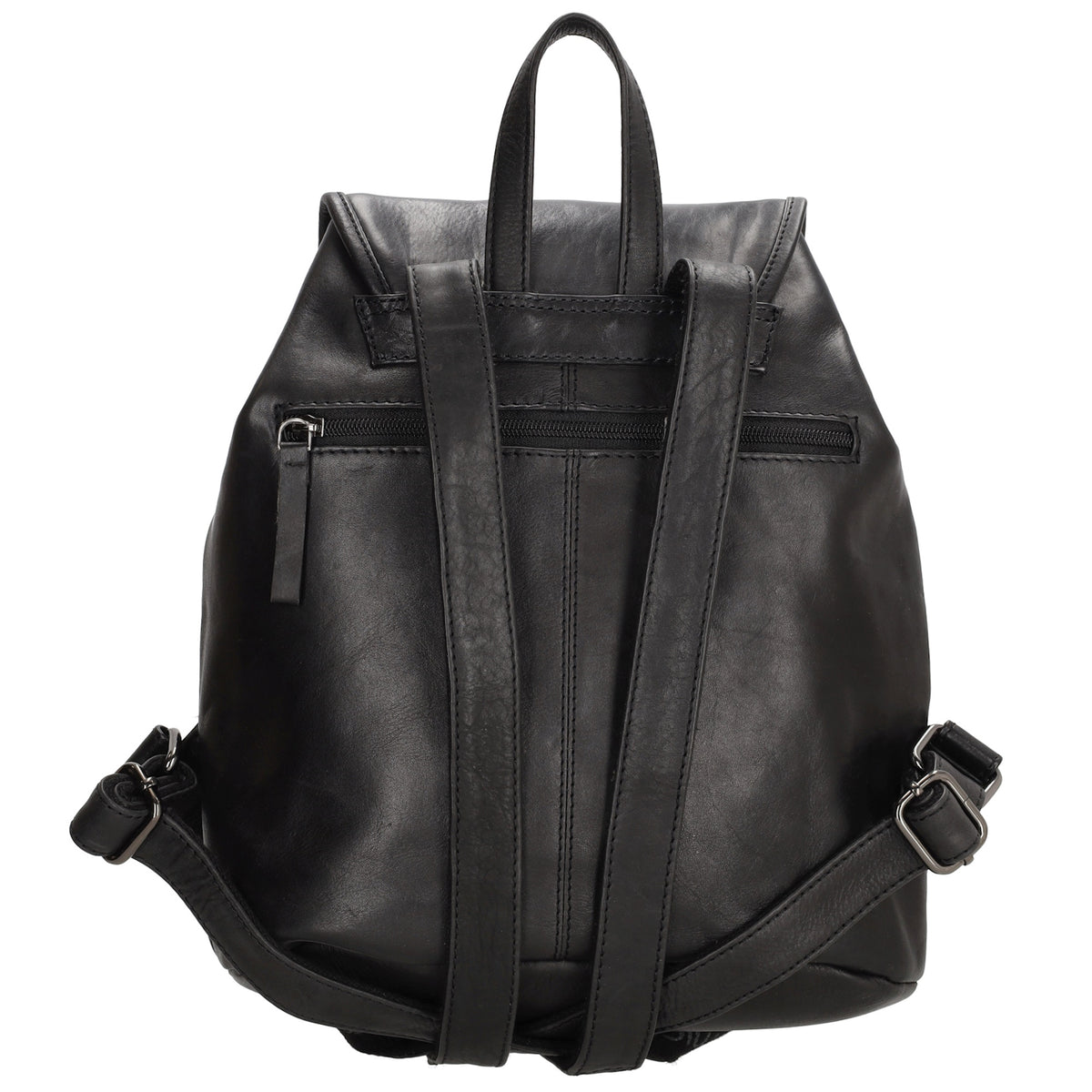 Rucksack mit Kordelzug 26x 31cm in Schwarz aus Leder - leder-accessoires.com