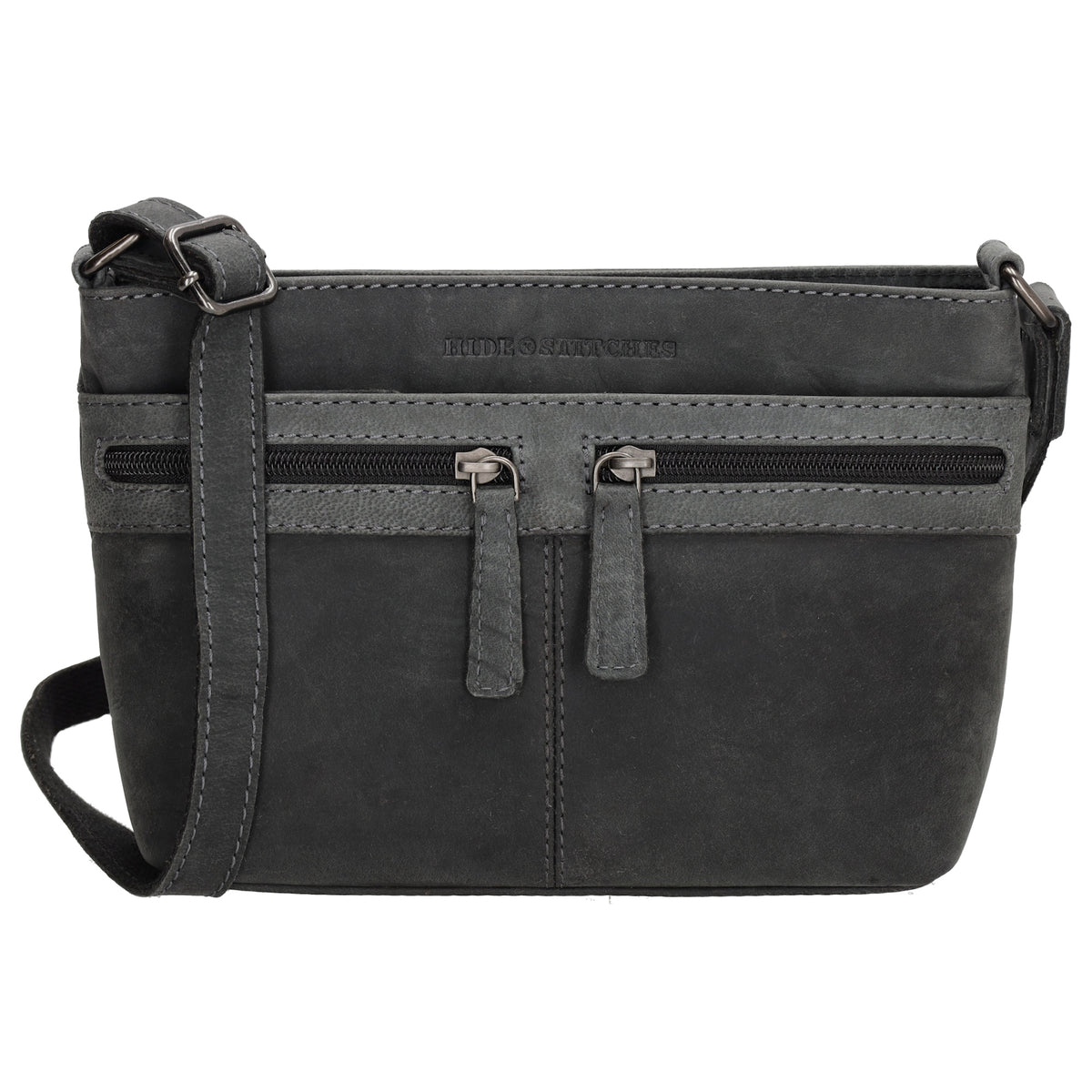 Schultertasche 27 x 17cm in Schwarz mit Reißverschluss - leder-accessoires.com