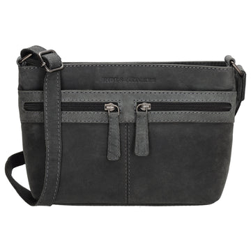 Schultertasche 27 x 17cm in Schwarz mit Reißverschluss - leder-accessoires.com