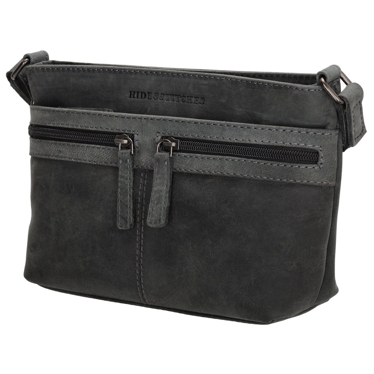 Schultertasche 27 x 17cm in Schwarz mit Reißverschluss - leder-accessoires.com