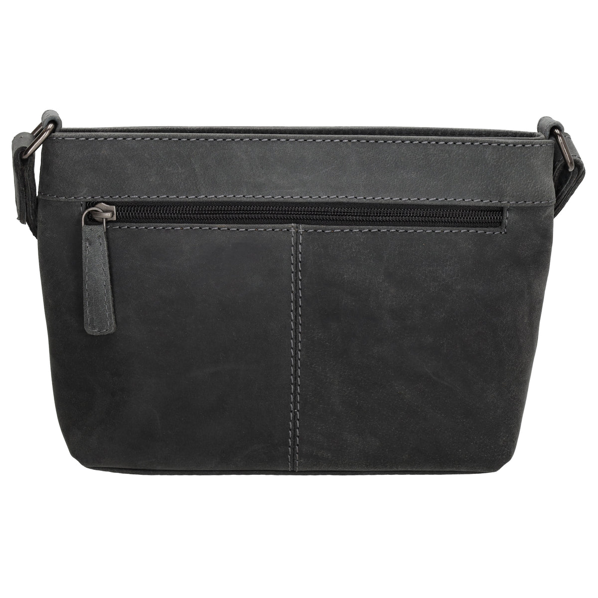 Schultertasche 27 x 17cm in Schwarz mit Reißverschluss - leder-accessoires.com