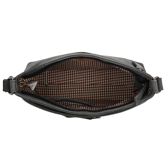 Schultertasche 27 x 17cm in Schwarz mit Reißverschluss - leder-accessoires.com