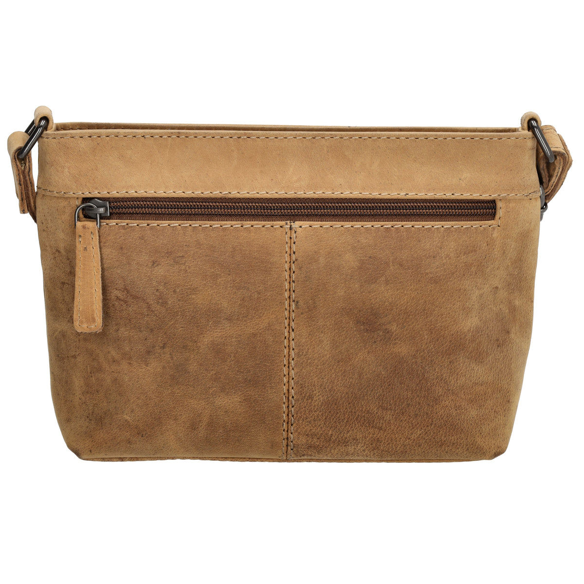 Schultertasche 27 x 17cm in Cognac mit Reißverschluss - leder-accessoires.com