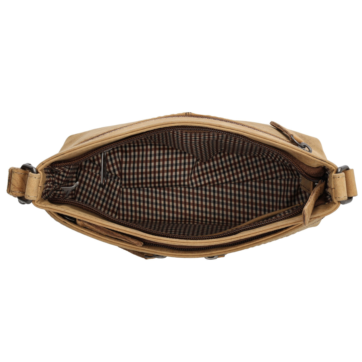 Schultertasche 27 x 17cm in Cognac mit Reißverschluss - leder-accessoires.com