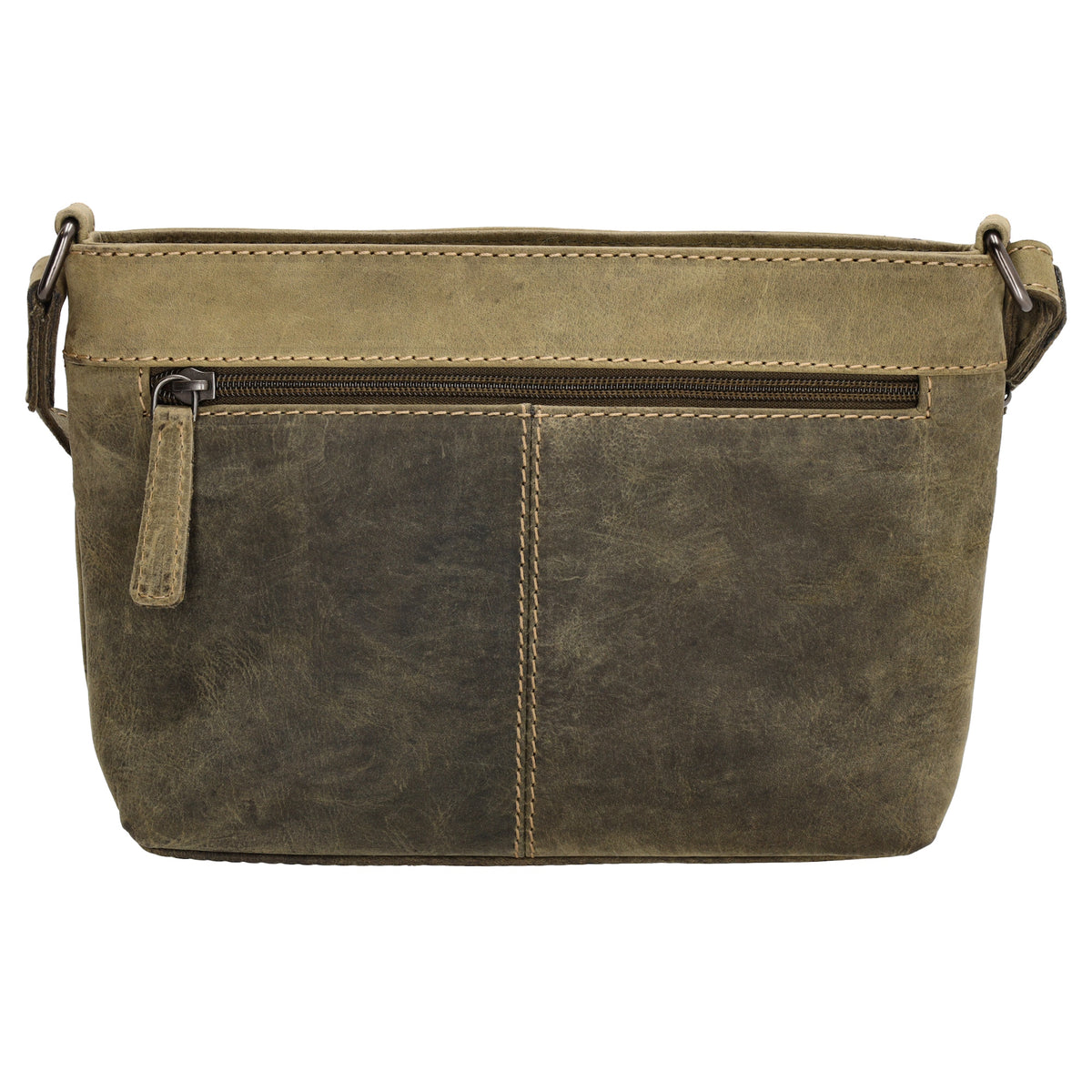 Schultertasche 27 x 17cm in Grün|Oliv mit Reißverschluss - leder-accessoires.com
