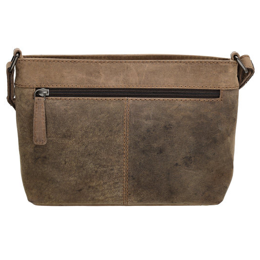Schultertasche 27 x 17cm in Braun mit Reißverschluss - leder-accessoires.com