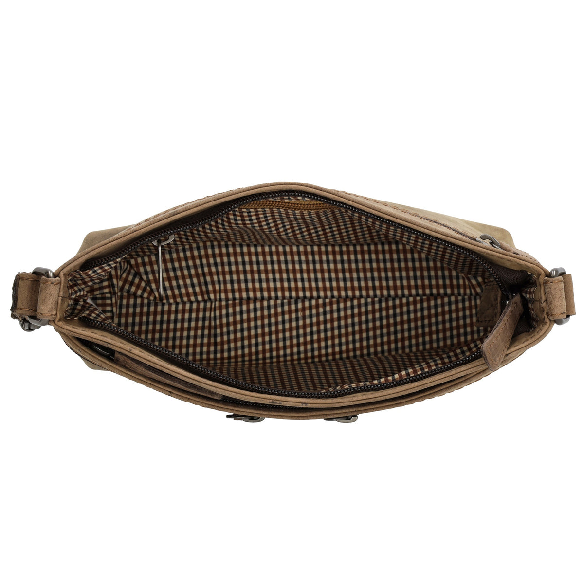 Schultertasche 27 x 17cm in Braun mit Reißverschluss - leder-accessoires.com