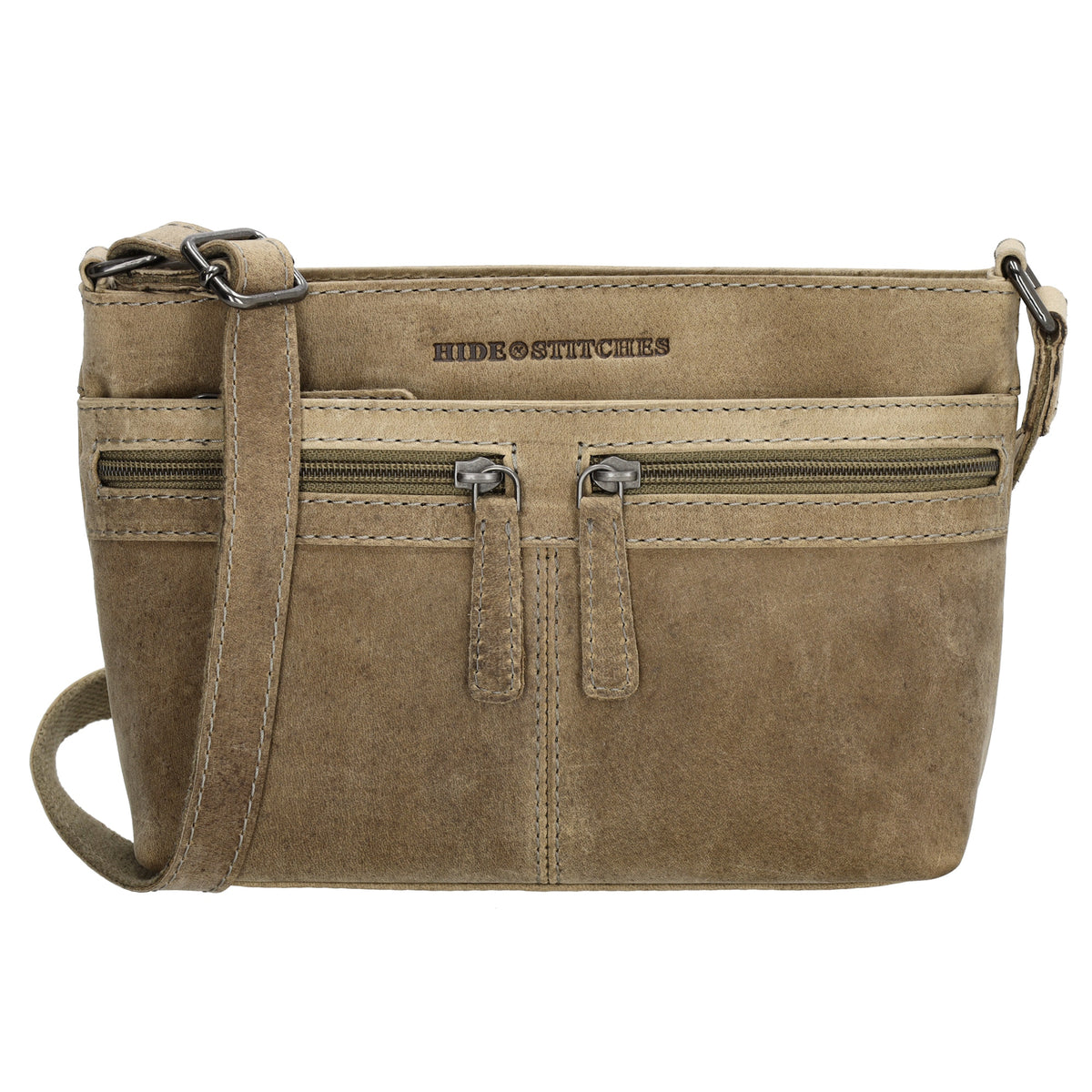 Schultertasche 27 x 17cm in Beige mit Reißverschluss - leder-accessoires.com
