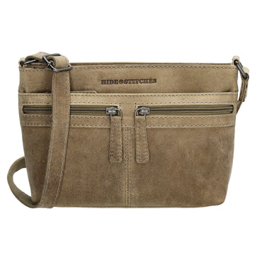 Schultertasche 27 x 17cm in Beige mit Reißverschluss - leder-accessoires.com