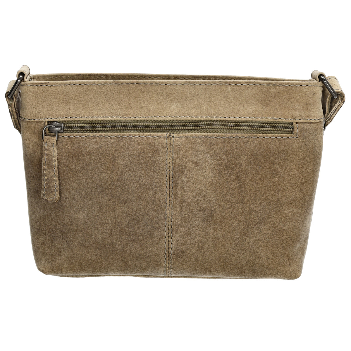 Schultertasche 27 x 17cm in Beige mit Reißverschluss - leder-accessoires.com