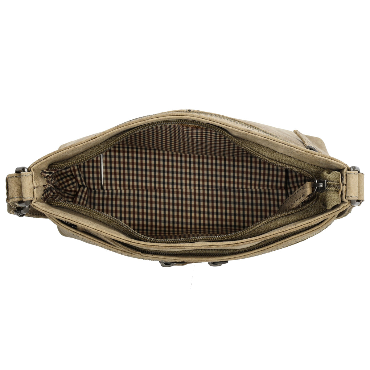 Schultertasche 27 x 17cm in Beige mit Reißverschluss - leder-accessoires.com
