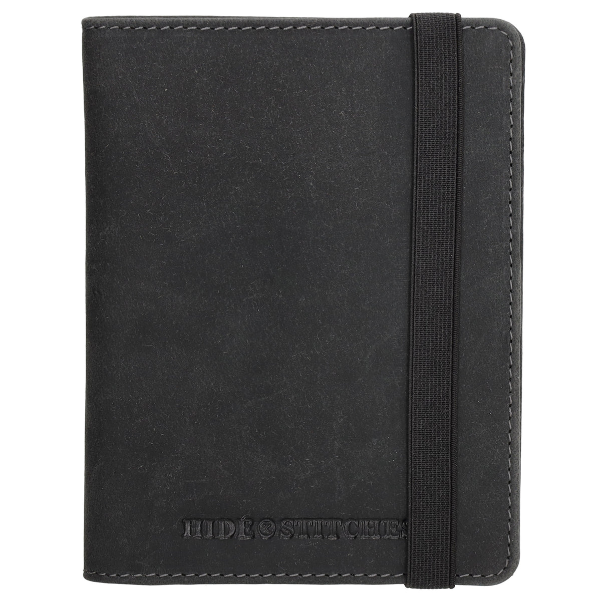 Briefmappe| Passhülle 11,5 x 14,5cm in Schwarz mit Gummiband - leder-accessoires.com