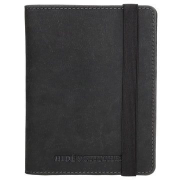 Briefmappe| Passhülle 11,5 x 14,5cm in Schwarz mit Gummiband - leder-accessoires.com