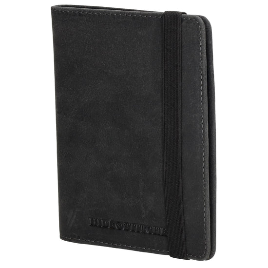 Briefmappe| Passhülle 11,5 x 14,5cm in Schwarz mit Gummiband - leder-accessoires.com