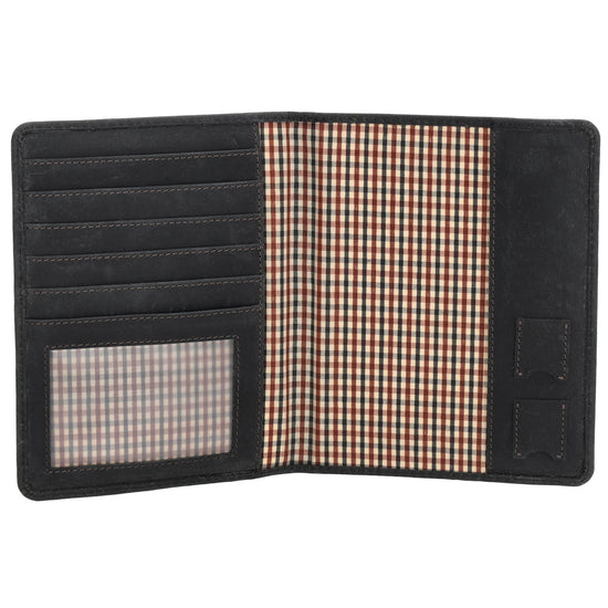 Briefmappe| Passhülle 11,5 x 14,5cm in Schwarz mit Gummiband - leder-accessoires.com