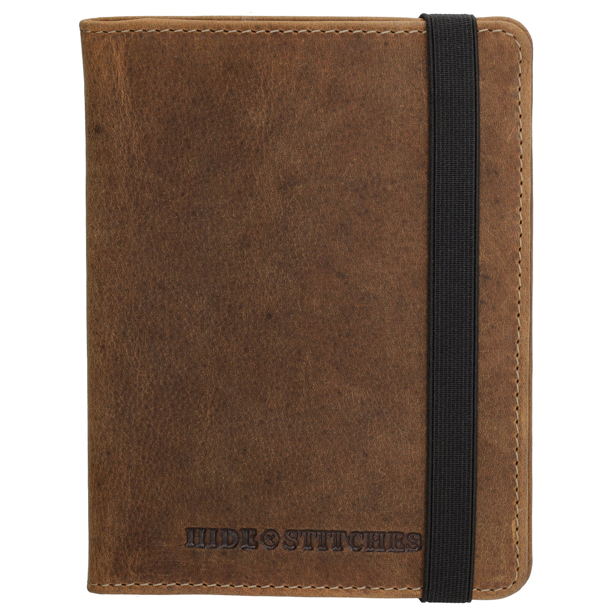 Briefmappe| Passhülle 11,5 x 14,5cm in Braun mit Gummiband - leder-accessoires.com