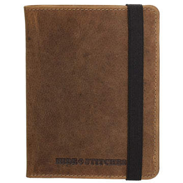 Briefmappe| Passhülle 11,5 x 14,5cm in Braun mit Gummiband - leder-accessoires.com