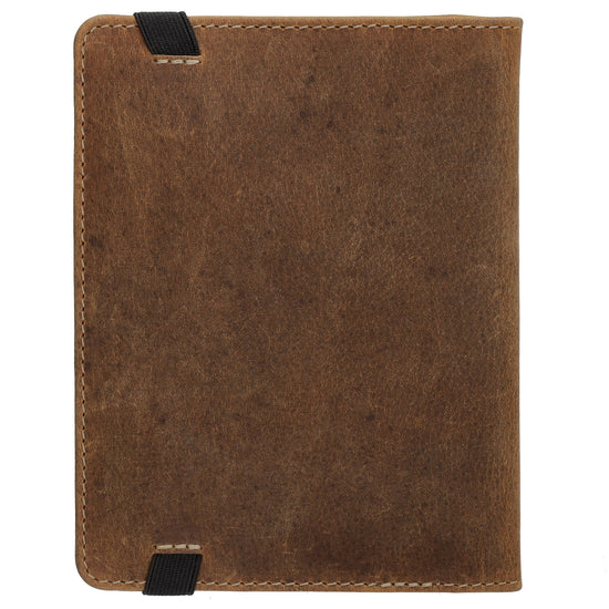 Briefmappe| Passhülle 11,5 x 14,5cm in Braun mit Gummiband - leder-accessoires.com