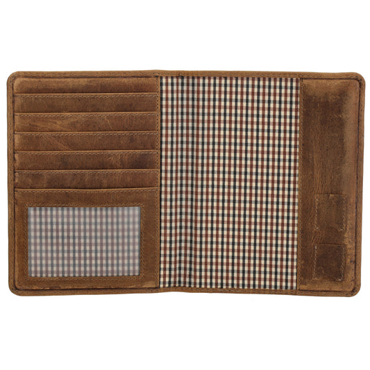 Briefmappe| Passhülle 11,5 x 14,5cm in Braun mit Gummiband - leder-accessoires.com