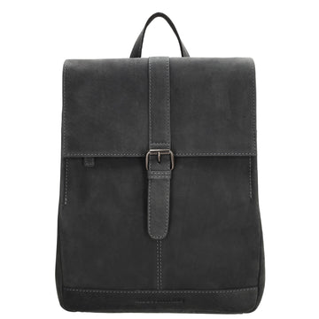 Rucksack 25,5x 23,5cm in Schwarz mit Überschlag und Magnetverschluss aus Leder - leder-accessoires.com