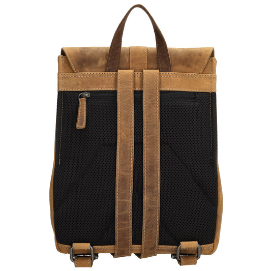 Rucksack 25,5x 23,5cm in Cognac mit Überschlag und Magnetverschluss aus Leder - leder-accessoires.com