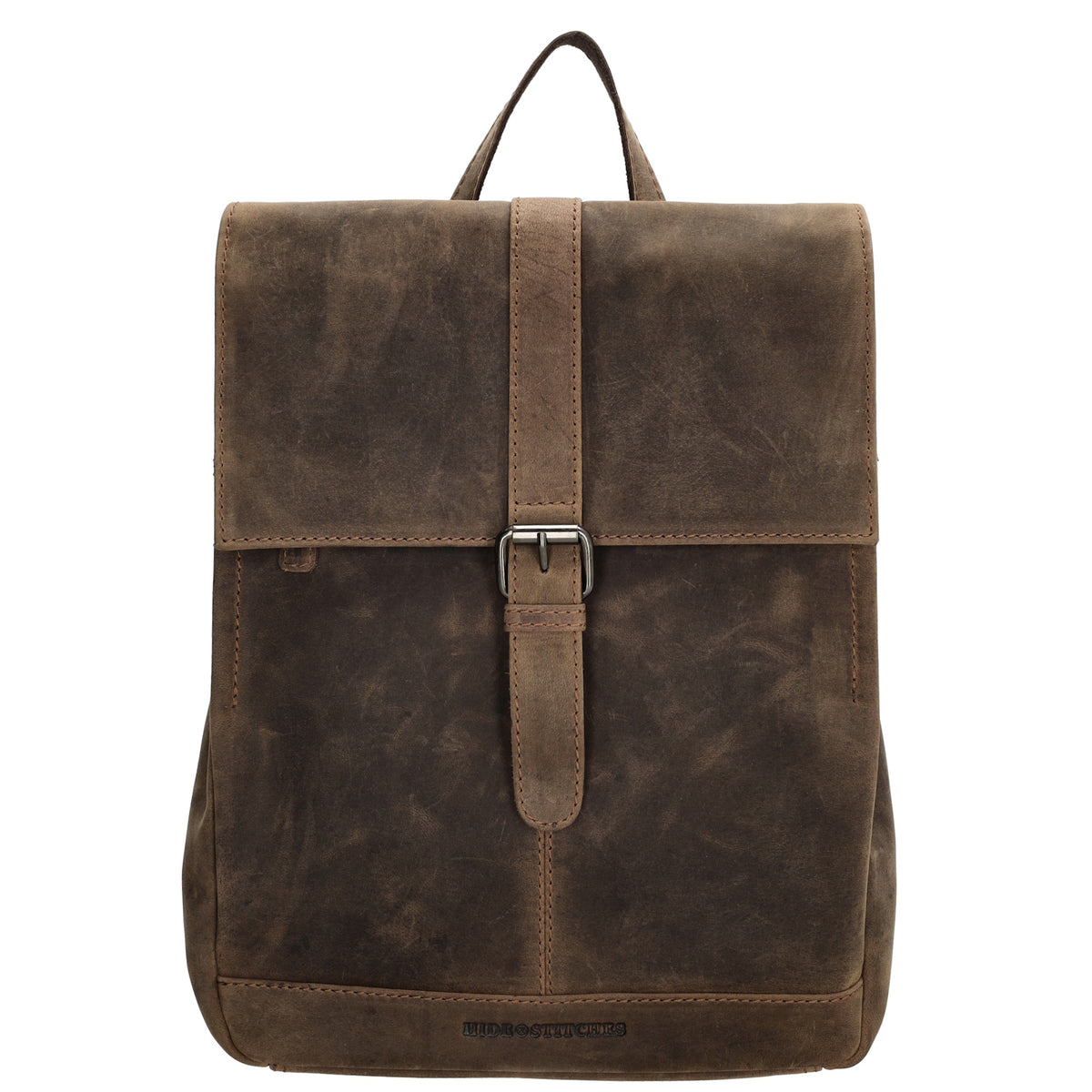Rucksack 25,5x 23,5cm in Braun mit Überschlag und Magnetverschluss aus Leder - leder-accessoires.com