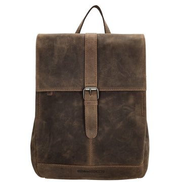 Rucksack 25,5x 23,5cm in Braun mit Überschlag und Magnetverschluss aus Leder - leder-accessoires.com