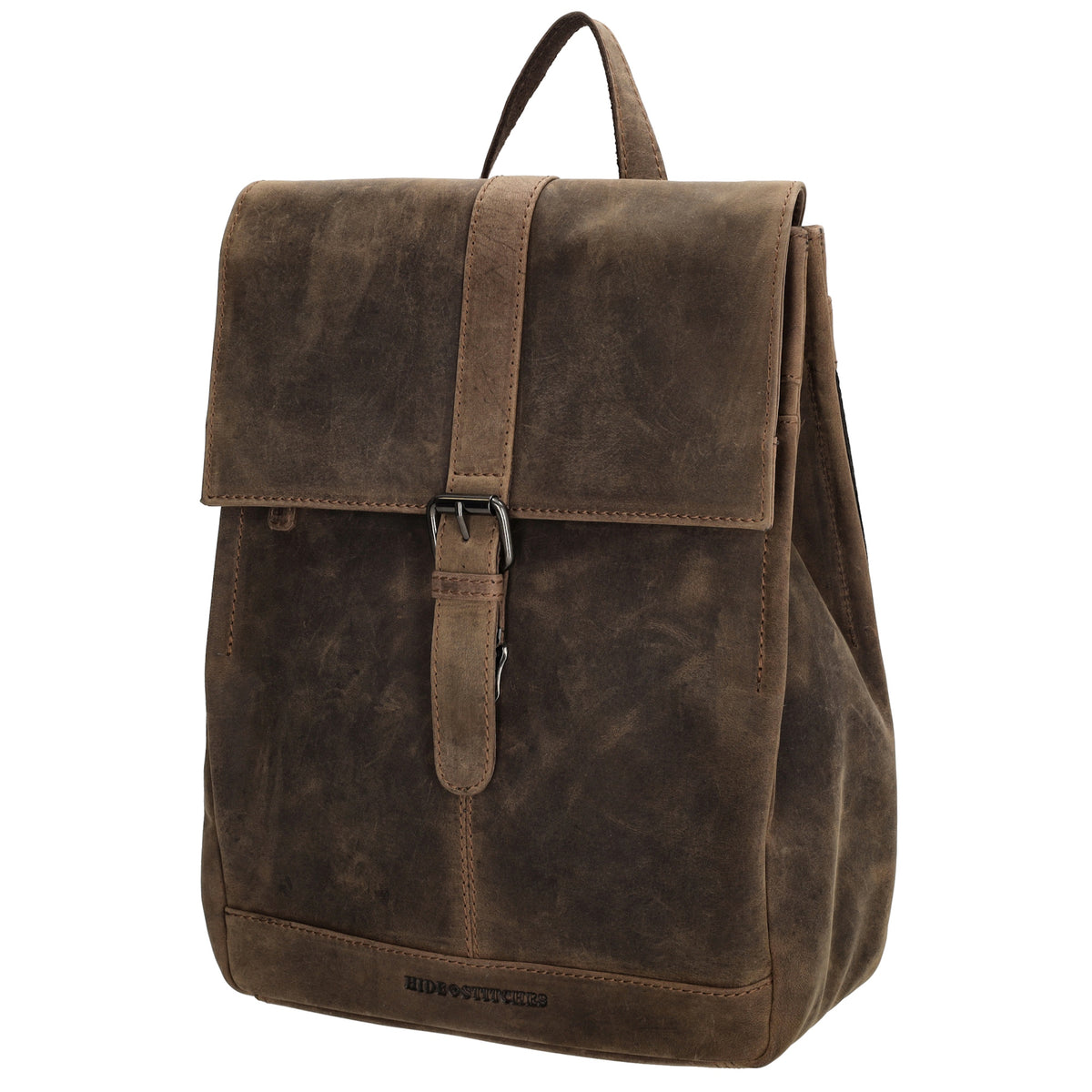 Rucksack 25,5x 23,5cm in Braun mit Überschlag und Magnetverschluss aus Leder - leder-accessoires.com