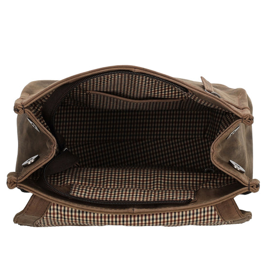 Rucksack 25,5x 23,5cm in Braun mit Überschlag und Magnetverschluss aus Leder - leder-accessoires.com
