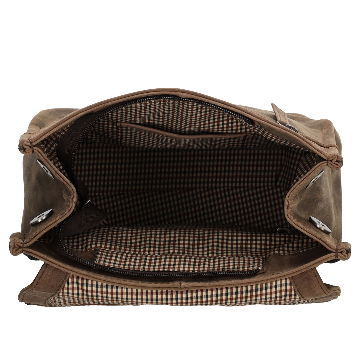 Rucksack 25,5x 23,5cm in Braun mit Überschlag und Magnetverschluss aus Leder - leder-accessoires.com