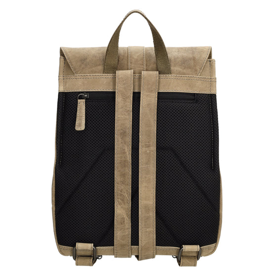 Rucksack 25,5x 23,5cm in Beige mit Überschlag und Magnetverschluss aus Leder - leder-accessoires.com