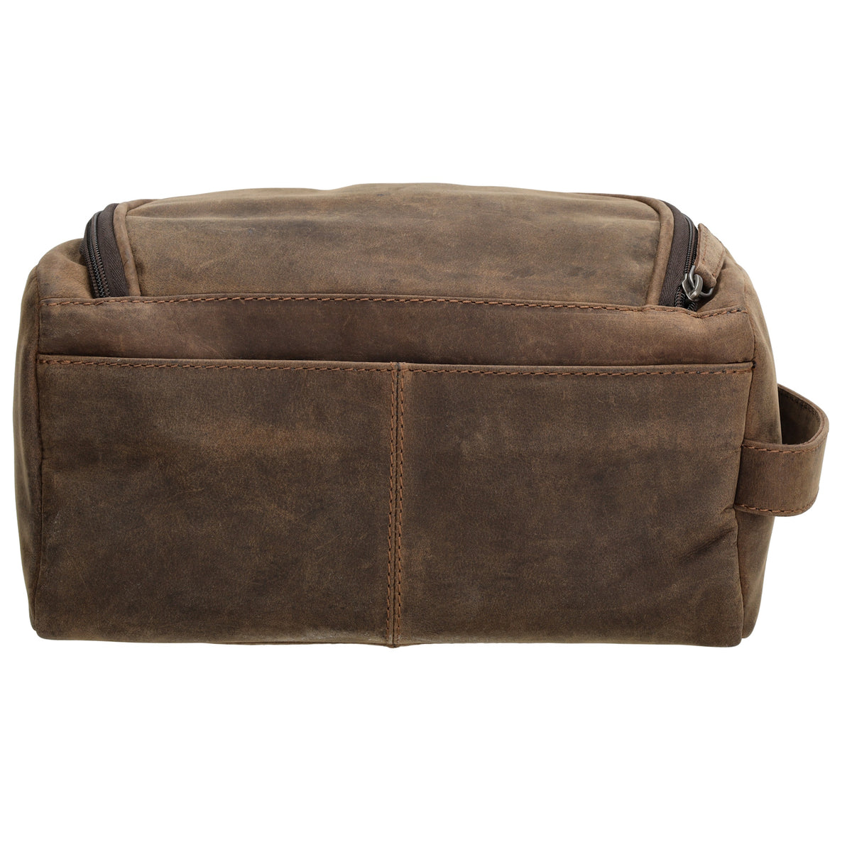 Kulturtasche 26x14,5cm in Dunkelbraun aus Leder zum Hängen - leder-accessoires.com