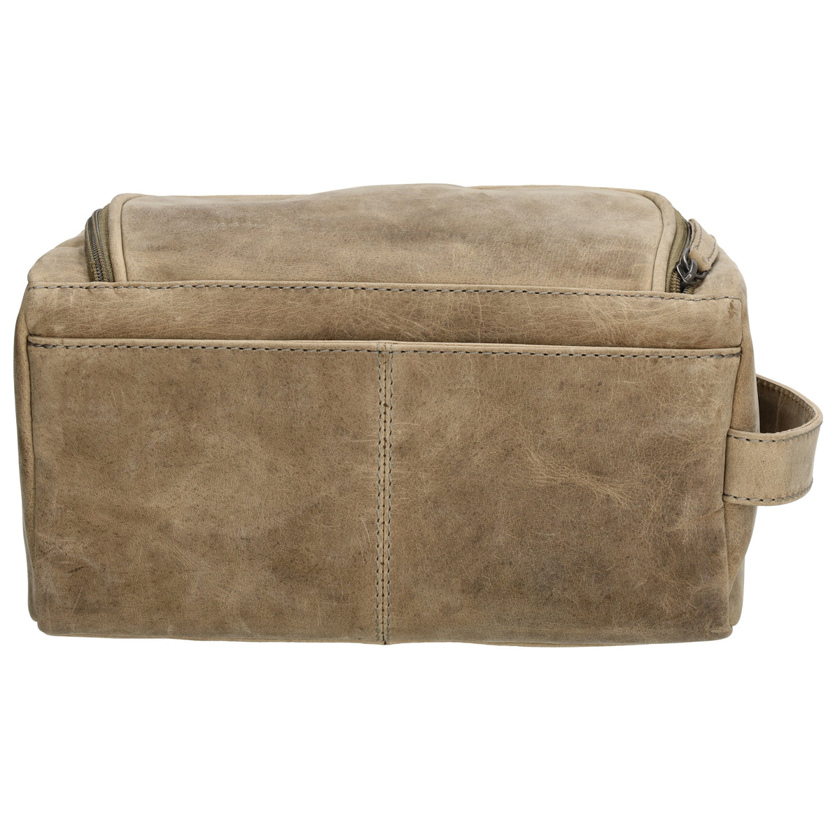 Kulturtasche 26x14,5cm in Sand|Beige aus Leder zum Hängen - leder-accessoires.com