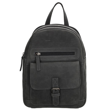 Lederrucksack 20,5 x 28,5cm in Schwarz mit Reißverschluss und Vortasche - leder-accessoires.com