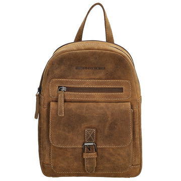 Lederrucksack 20,5 x 28,5cm in Braun mit Reißverschluss und Vortasche - leder-accessoires.com