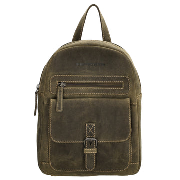 Lederrucksack 20,5 x 28,5cm in Oliv mit Reißverschluss und Vortasche - leder-accessoires.com