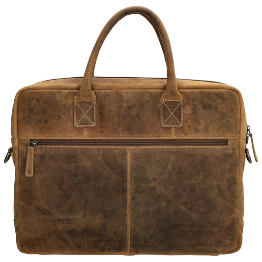 Businesstasche 40 x 30,5cm in Cognac mit Reißverschluss - leder-accessoires.com