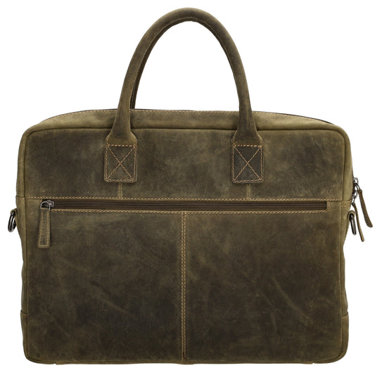 Businesstasche 40 x 30,5cm in Olivgrün mit Reißverschluss - leder-accessoires.com